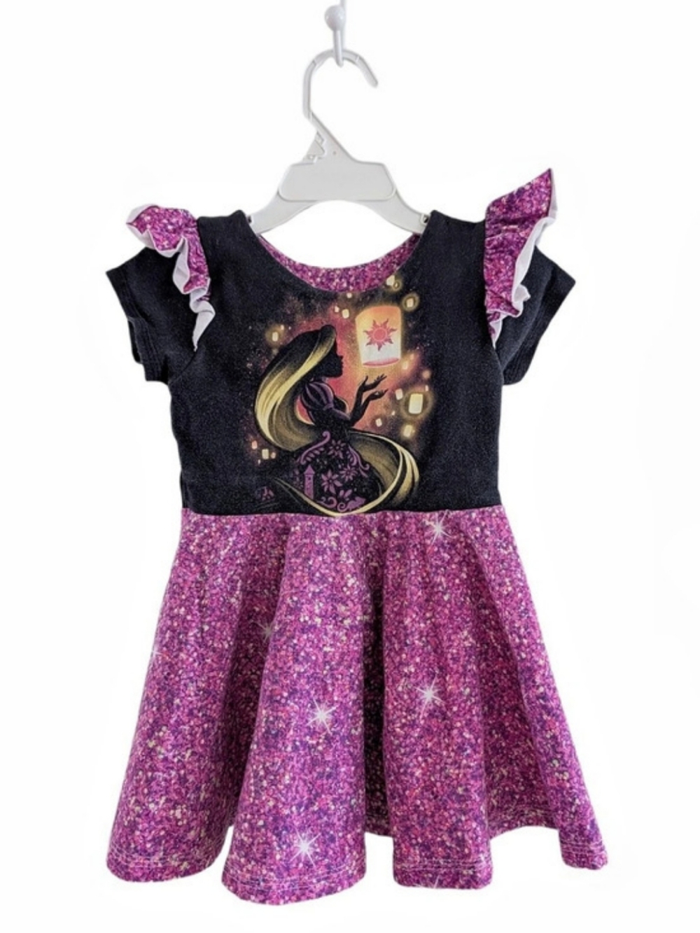 Tangled Repunzal Handmade Girls Purple & Black Lantern Dress 2T 3T